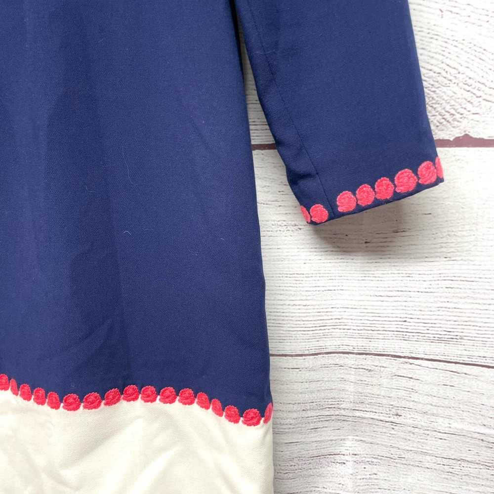Vineyard Vines Sheath Dress Knee Length Embroidered Jewel Neck Long Sleeve S - Picture 11 of 14